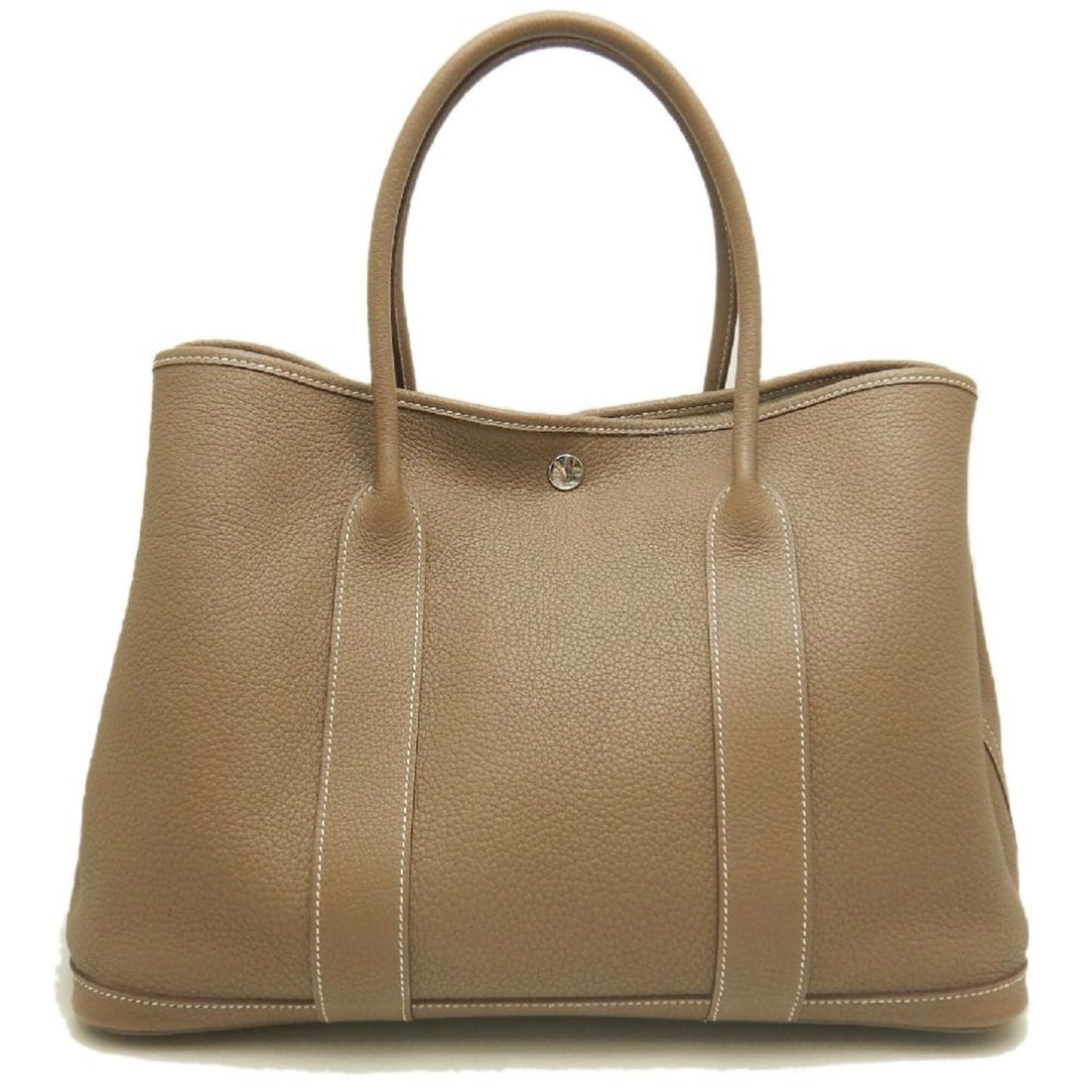 HERMES Garden Party PM Handbag, Negonda Etoupe, Women's, 253835 (1 of 18)