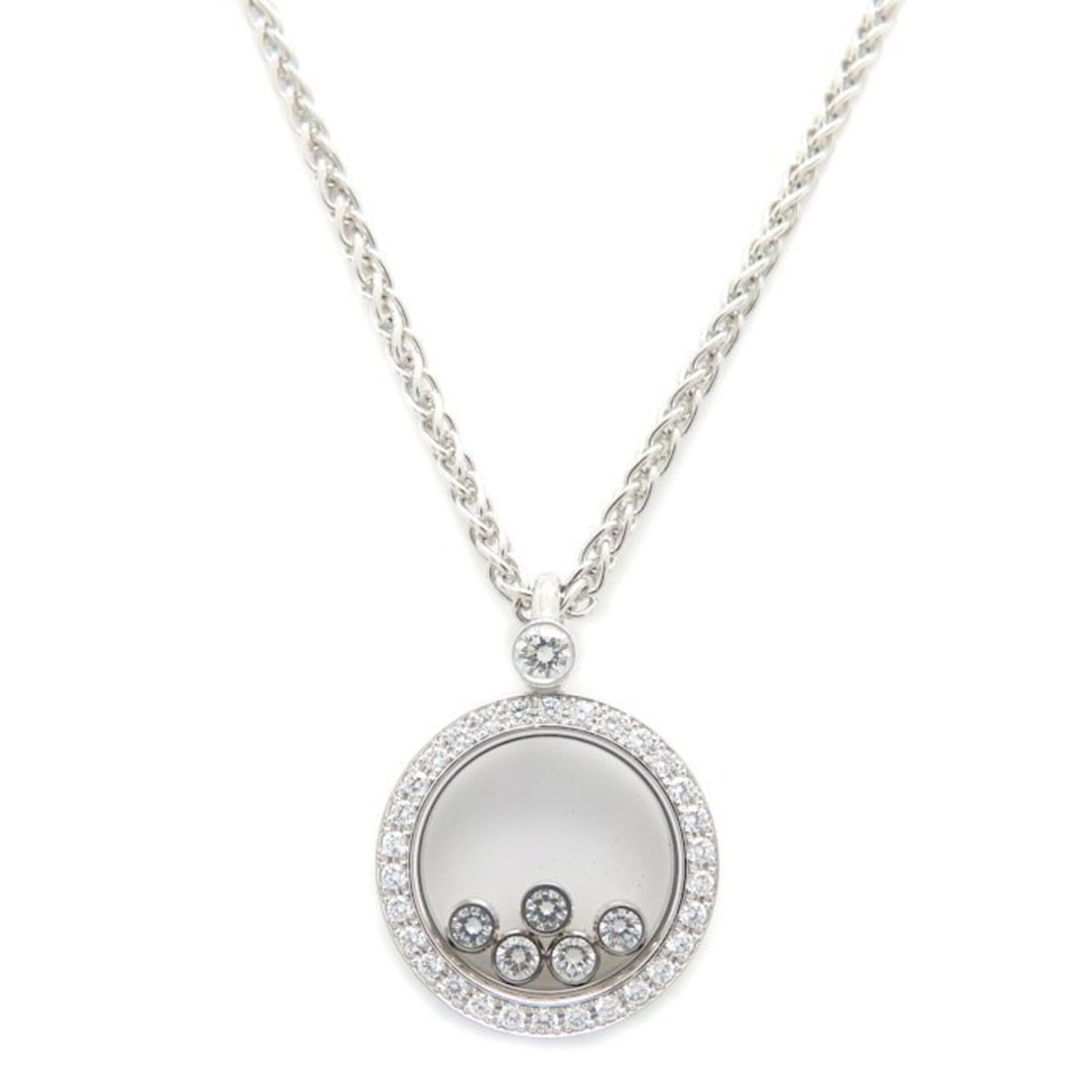 Chopard Happy Diamonds Necklace, 5 Moving Diamonds, 18K White Gold, Women's, Size 79, 3926, 0,: --- Catalog ---Category: SizeNeck Circumference: 42.5 cm / 16.73''Category: DesignStone: DiamondGender: WomenMaterial: White gold (18K)Necklace Type: NecklaceCategory: GeneralMPN: 79/3926/0Brand: