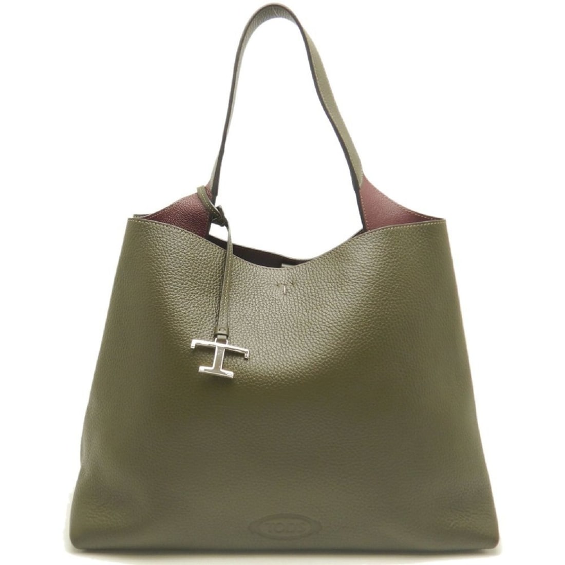 Tod's TOD’S T-Timeless Medium Handbag, Leather, Khaki/Bordeaux, Women's, 253816: --- Catalog ---Category: SizeSize (HxWxD): 26cm x 35cm x 18.5cm / 10.23'' x 13.77'' x 7.28''Category: DesignType: HandbagColor: Bordeaux, KhakiGender: WomenMaterial: Leather Hardware Color: