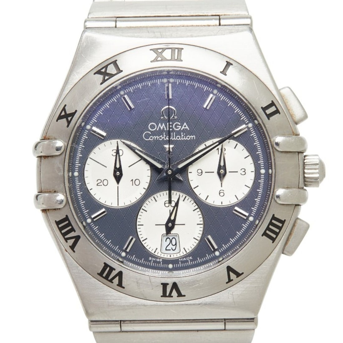 Omega Constellation Chronograph Watch 1542.40 Quartz Navy Dial Stainless Steel Men's OMEGA: --- Catalog ---Category: SizeWrist Size: 16cm / 6.29''Case Diameter: 37mm / 1.46''Category: DesignType: WristwatchGender: MenColor (Dial): NavyMaterial (Band): Stainless steelMaterial (Case): Stainles