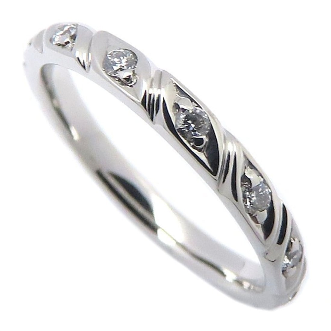 Chaumet Torsade Wedding Ring, 8 Diamonds, Size 51, Platinum 950, Women's, Item Number 082724 295481 (1 of 9)