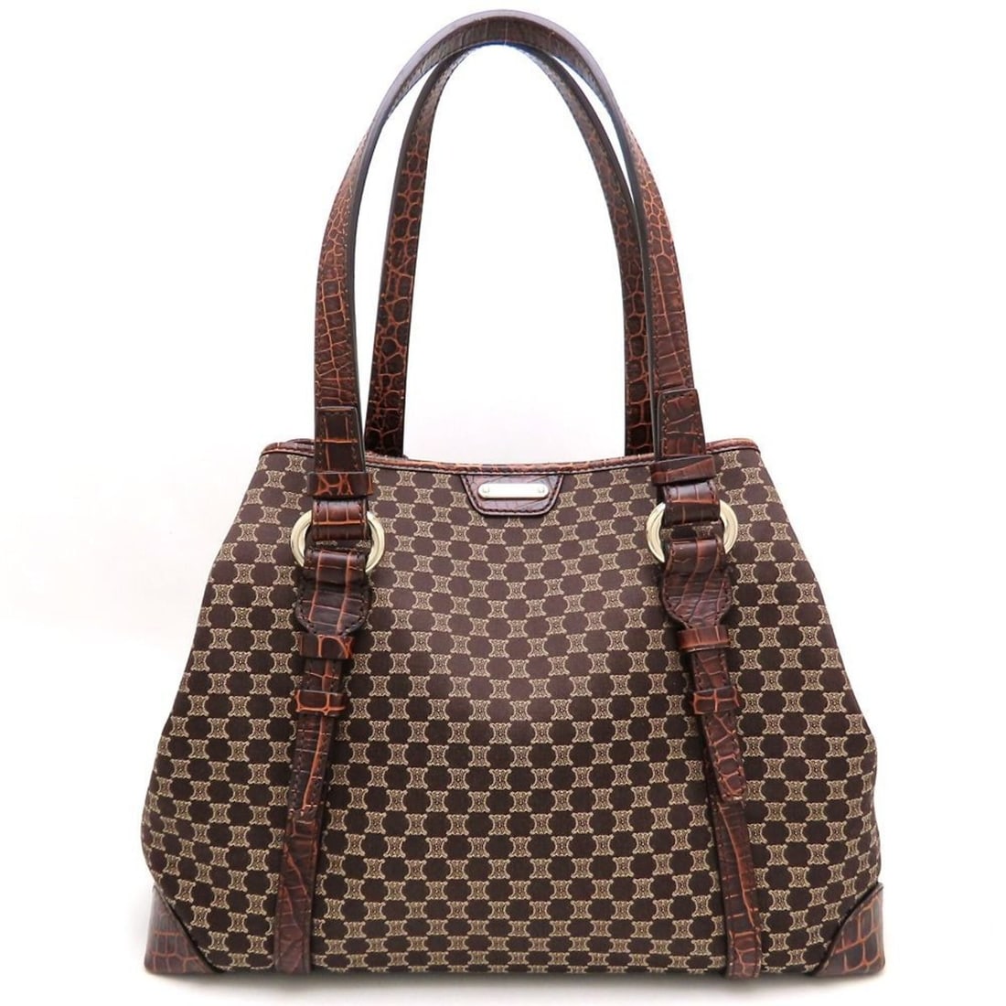 CELINE Macadam Tote Bag, Canvas x Embossed Leather, Brown, Women's, 353272: --- Catalog ---Category: SizeSize (HxWxD): 26cm x 45cm x 15cm / 10.23'' x 17.71'' x 5.9''Category: DesignType: Tote bagColor: BrownGender: WomenMaterial: Canvas , Leather Category: GeneralBrand: Celin