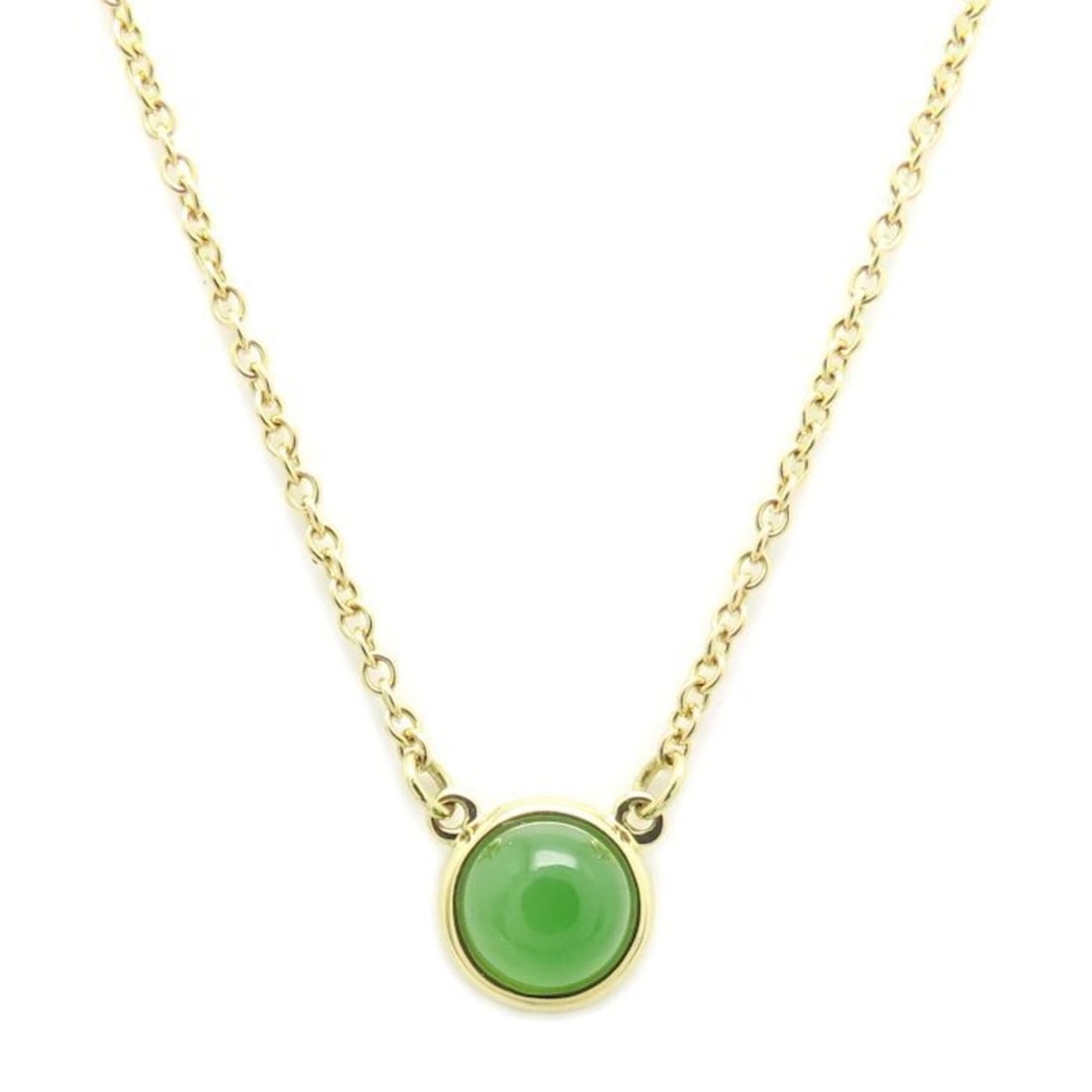 TIFFANY&Co. Tiffany Color by the Yard Necklace, Green Jade, Elsa Peretti, 18K Yellow Gold, Women's,: --- Catalog ---Category: SizePendant Size: 6.4mm / 0.25''Neck Circumference: 41.5 cm / 16.33''Category: DesignGender: WomenMaterial: Yellow gold (18K)Necklace Type: NecklaceCategory: GeneralMPN: 29549
