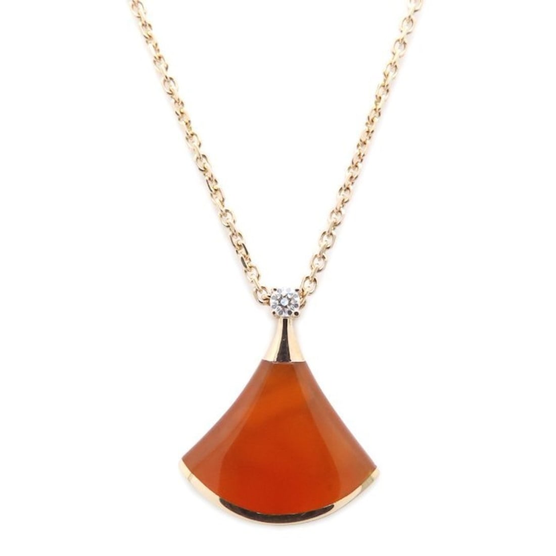 BVLGARI Diva's Dream Necklace, Carnelian and Diamond, 18K Pink Gold, Women's, 350583 295495: --- Catalog ---Category: SizePendant Size: 15.8mm x 13.6mm / 0.62'' x 0.53''Neck Circumference: 41 cm - 43 cm / 16.14'' - 16.92''Category: DesignStone: Carnelian, DiamondGender: WomenMaterial: Pink go