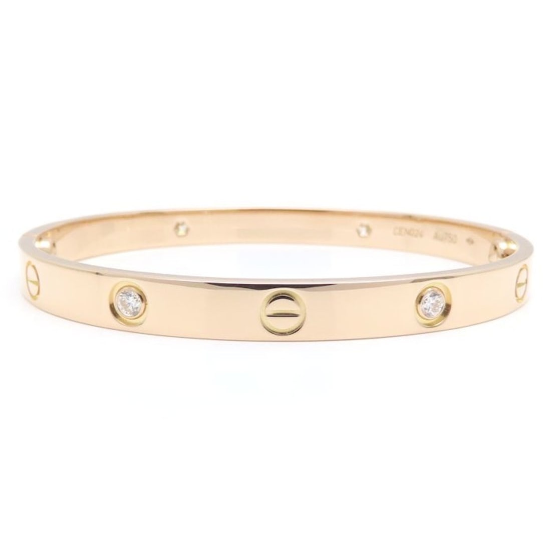 CARTIER Love Bracelet Bangle, Half Diamond 4P, Size 18, 18KPG, Women's, 295501 (1 of 8)