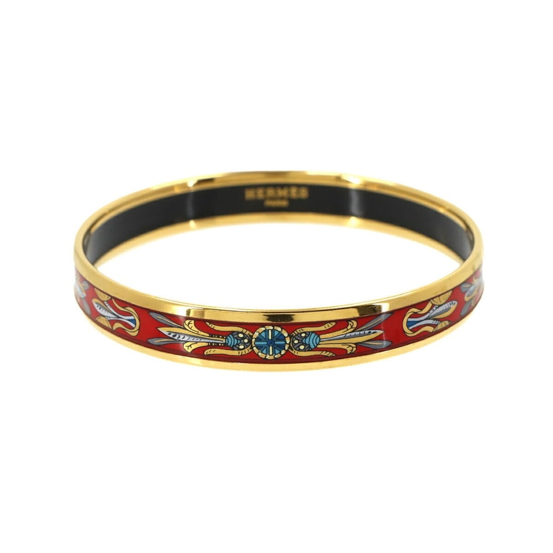 Hermes HERMES Email PM Bangle Bracelet Gold Red: --- Catalog ---Category: SizeLength: 19.5cm / 7.67''Category: DesignType: BangleColor: Gold, Red colorGender: WomenCategory: GeneralBrand: HermesCountry of Origin: France--- Item List ---Section: Cond