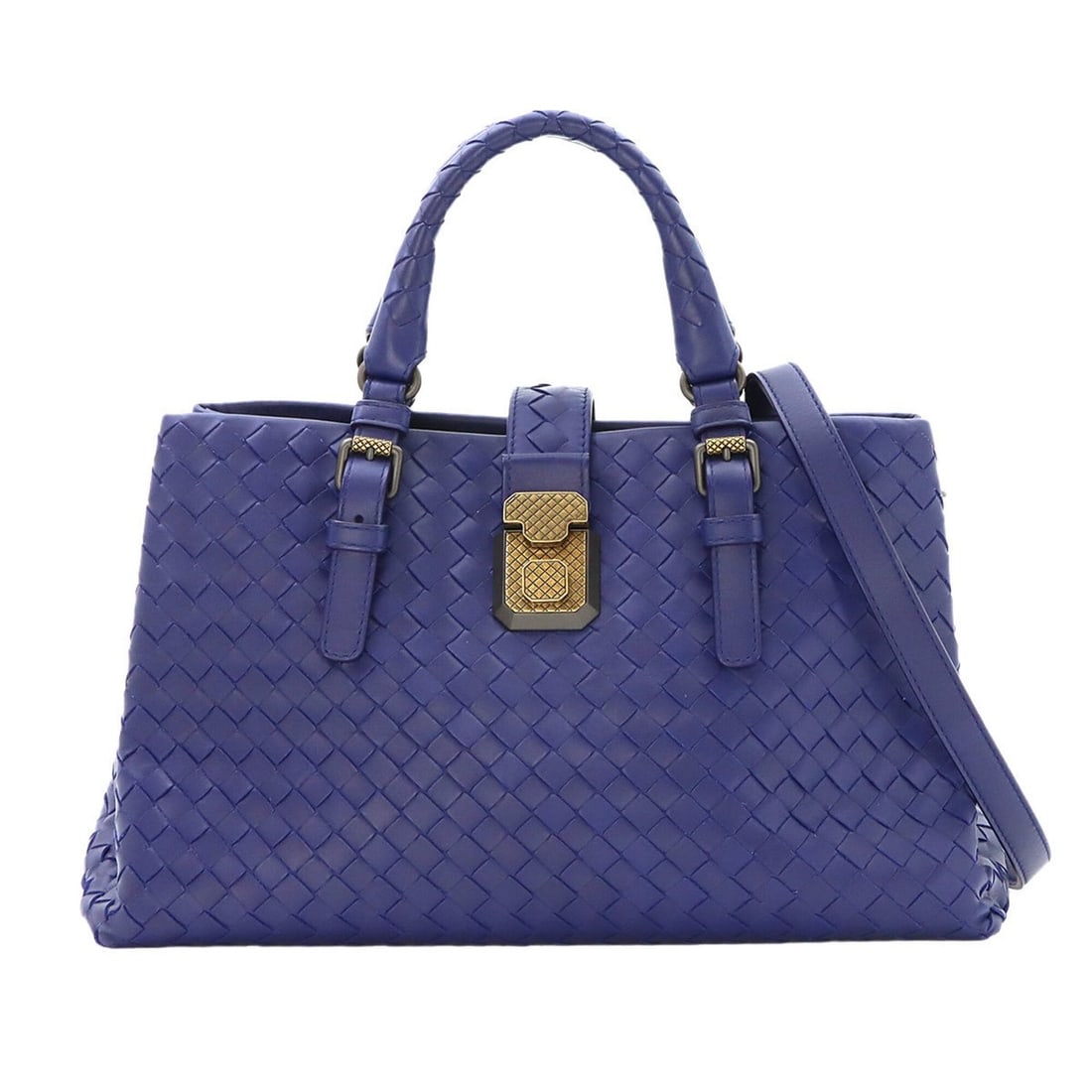 Bottega Veneta Intrecciato Small Roma 2-way Tote Shoulder Handbag Leather Purple 489509 (1 of 10)