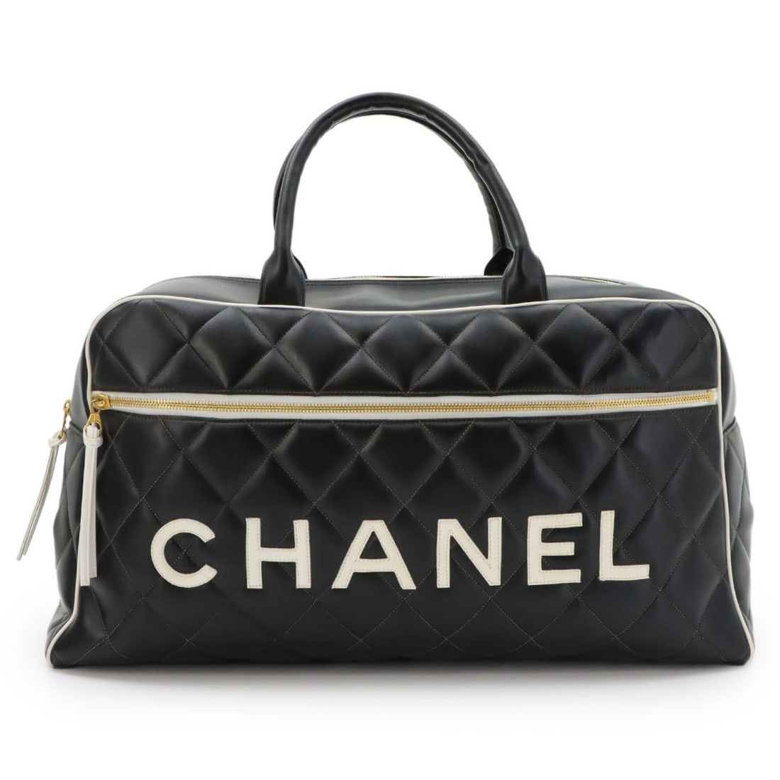 Chanel Matelassé Boston Handbag, Leather, Black, A05943, Gold Hardware (1 of 10)