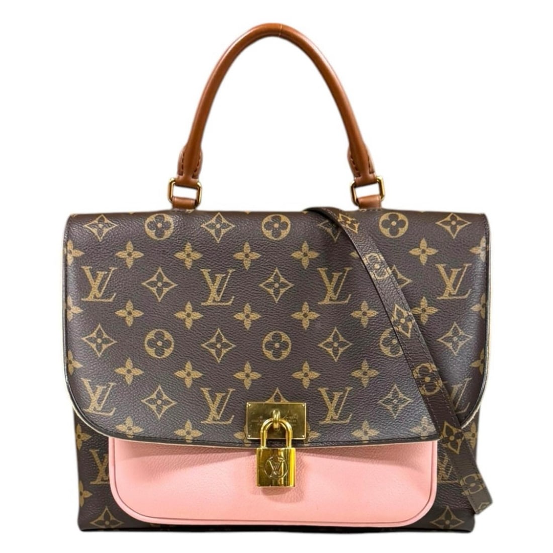 Louis Vuitton Marignan Monogram Shoulder Bag, Canvas M43960 Brown, Women's, Used, 2-way: --- Catalog ---Category: SizeSize (HxWxD): 21cm x 27.5cm x 9cm / 8.26'' x 10.82'' x 3.54''Category: DesignType: Shoulder bagColor: Brown, Rose PoudreGender: WomenMaterial: Monogram , Canvas Category: