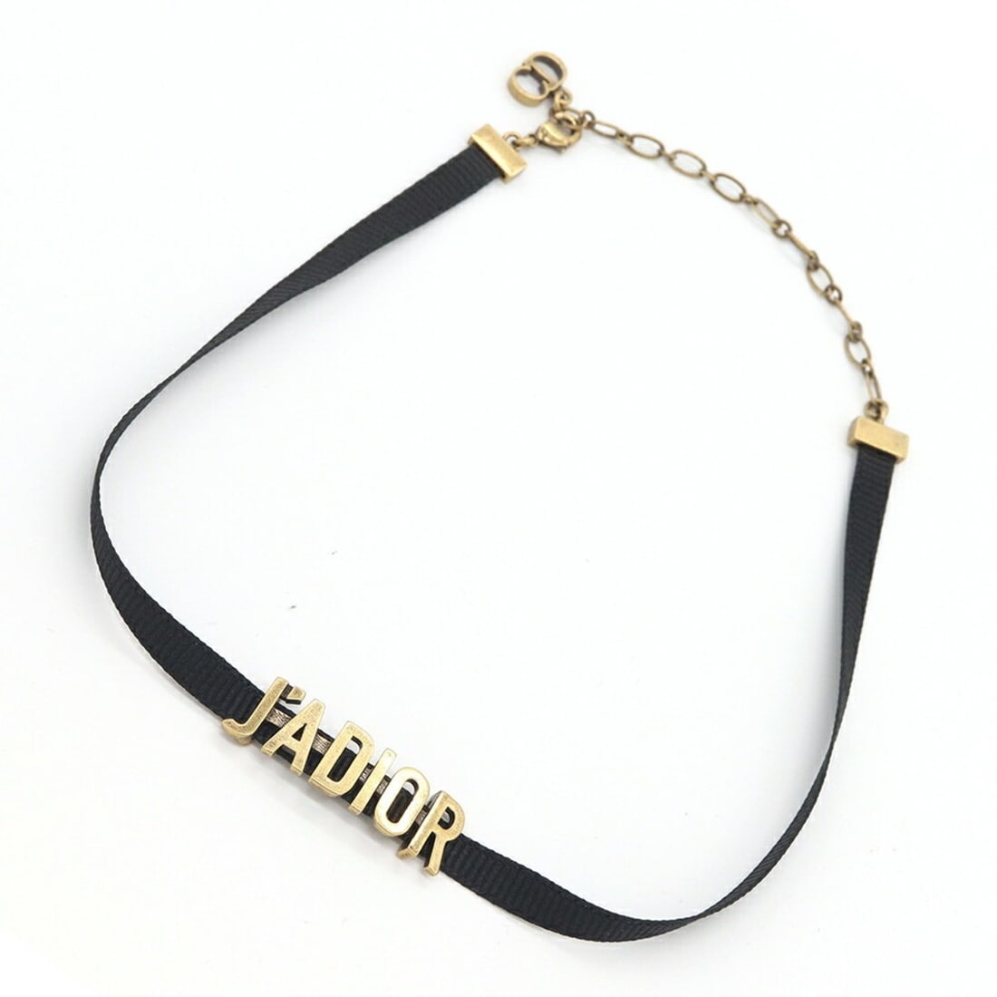 Christian Dior Dior choker J'ADIOR black gold fabric metal necklace ribbon women's DIOR: --- Catalog ---Category: SizePendant Size: 10mm x 32mm / 0.39'' x 1.25''Neck Circumference: 36.5 cm / 14.37''Category: DesignColor: Black, GoldGender: WomenMaterial: MetalNecklace Type: