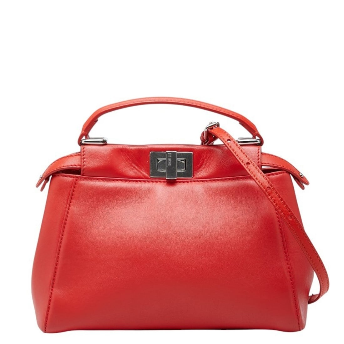 Fendi Mini Peekaboo Handbag Shoulder Bag 2WAY 8BN244A0K8 Red Silver Leather Women's FENDI (1 of 10)