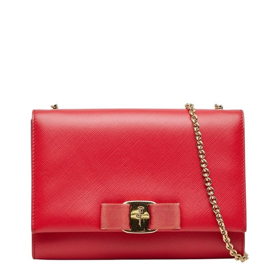 Salvatore Ferragamo Vara Ribbon Chain Shoulder Bag AU21 B558 Red Leather Women's: --- Catalog ---Category: SizeStrap Drop: 58.5cm / 23.03''Size (HxWxD): 13.5cm x 19cm x 4cm / 5.31'' x 7.48'' x 1.57''Category: DesignType: Shoulder bagColor: Red colorGender: WomenClosure: