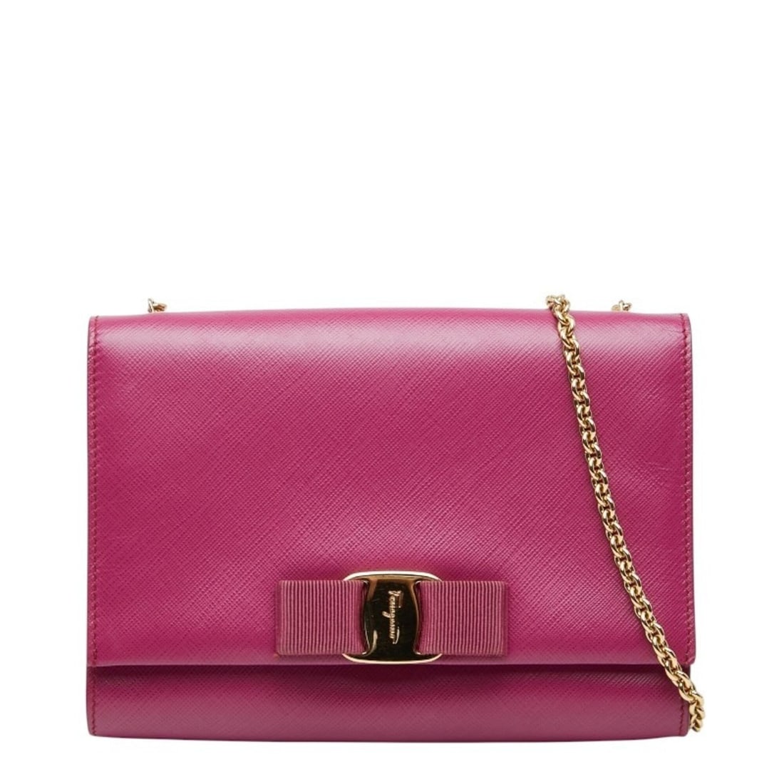 Salvatore Ferragamo Vara Ribbon Chain Shoulder Bag KM-22 B558 Purple Leather Women's: --- Catalog ---Category: SizeStrap Drop: 58.5cm / 23.03''Size (HxWxD): 13.5cm x 19cm x 4cm / 5.31'' x 7.48'' x 1.57''Category: DesignType: Shoulder bagColor: PurpleGender: WomenClosure: