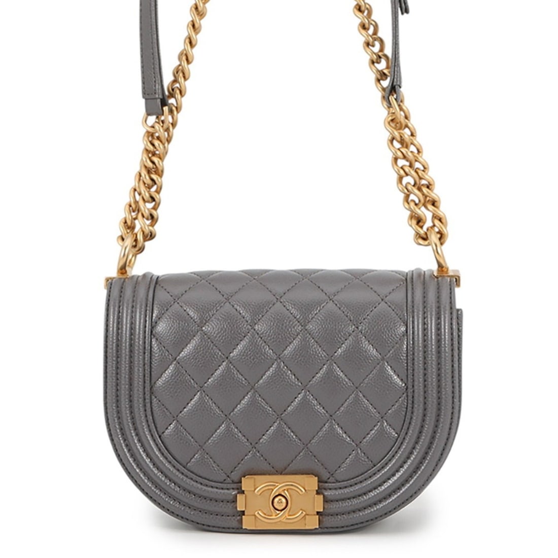 Chanel Chain Shoulder Bag Matelassé Coco Mark Boy Small Caviar Skin AS3350 CHANEL 2-way Handbag: --- Catalog ---Category: SizeSize (HxWxD): 13cm x 18cm x 5.5cm / 5.11'' x 7.08'' x 2.16''Category: DesignType: Handbag, Shoulder bagColor: GrayGender: WomenMaterial: Grained Calfskin Category: General