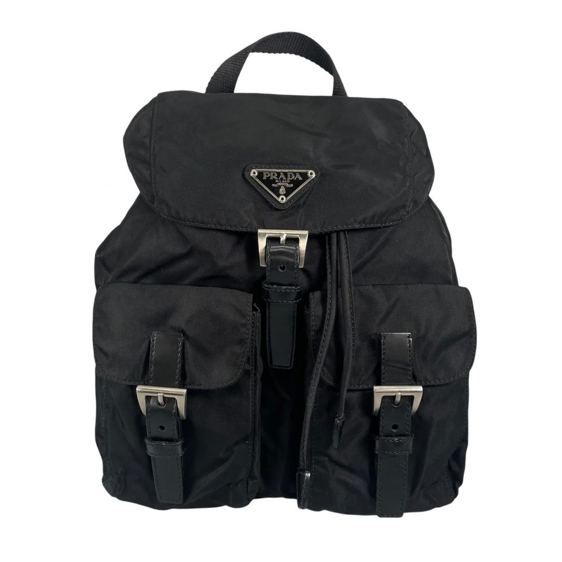 PRADA Prada Backpack/Daypack Nylon Black Women's: --- Catalog ---Category: SizeSize (HxWxD): 27cm x 23.5cm x 12cm / 10.62'' x 9.25'' x 4.72''Category: DesignType: BackpackColor: BlackGender: WomenMaterial: Nylon Hardware Color: SilverCategory: Genera
