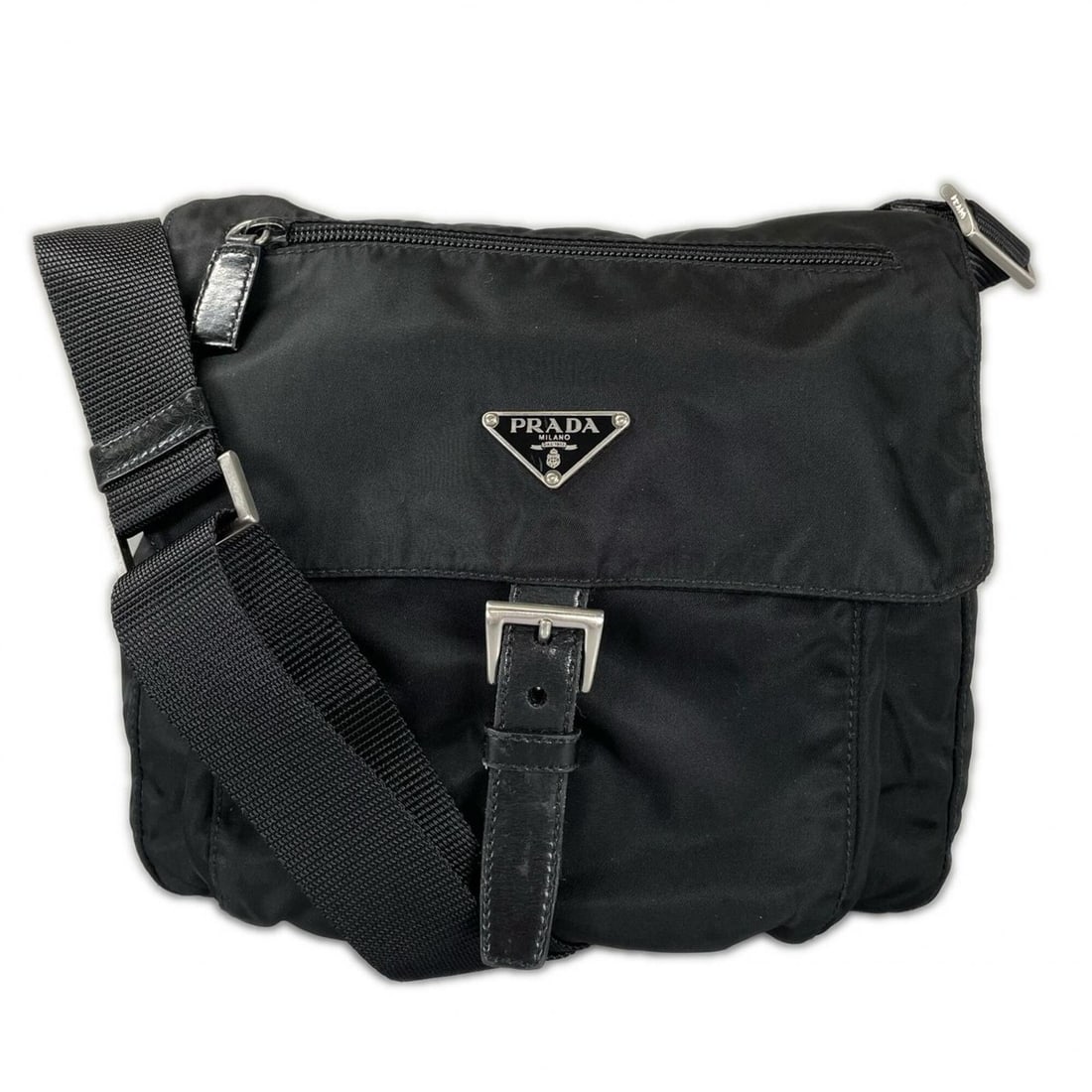 PRADA Triangle Logo BT8994 Shoulder Bag, Nylon, Black, Women's (1 of 16)