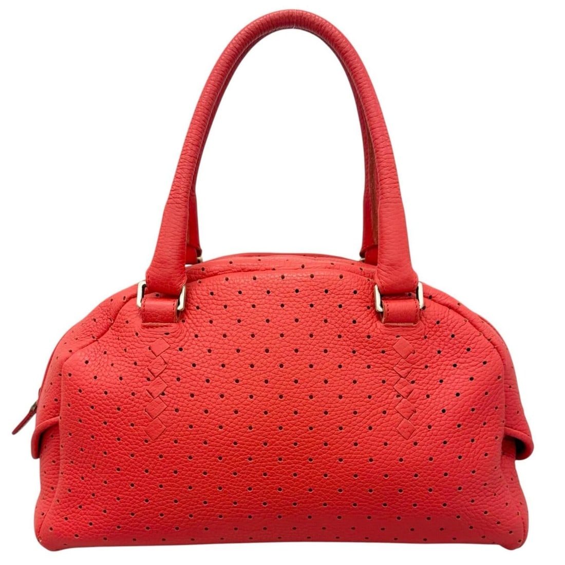 BOTTEGA VENETA Bottega Veneta handbag, perforated leather, red, women's mini Boston bag (1 of 15)