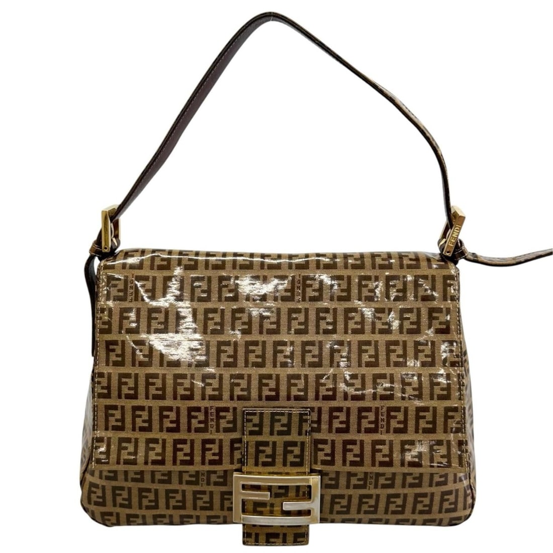 FENDI Zucchino Mamma Bucket Shoulder Bag, Enamel Brown, Women's One-Shoulder Bag: --- Catalog ---Category: SizeSize (HxWxD): 19cm x 34cm x 11cm / 7.48'' x 13.38'' x 4.33''Category: DesignType: Shoulder bagColor: BrownGender: WomenMaterial: Leather Leather/Fur Type: Enamel LeatherCa