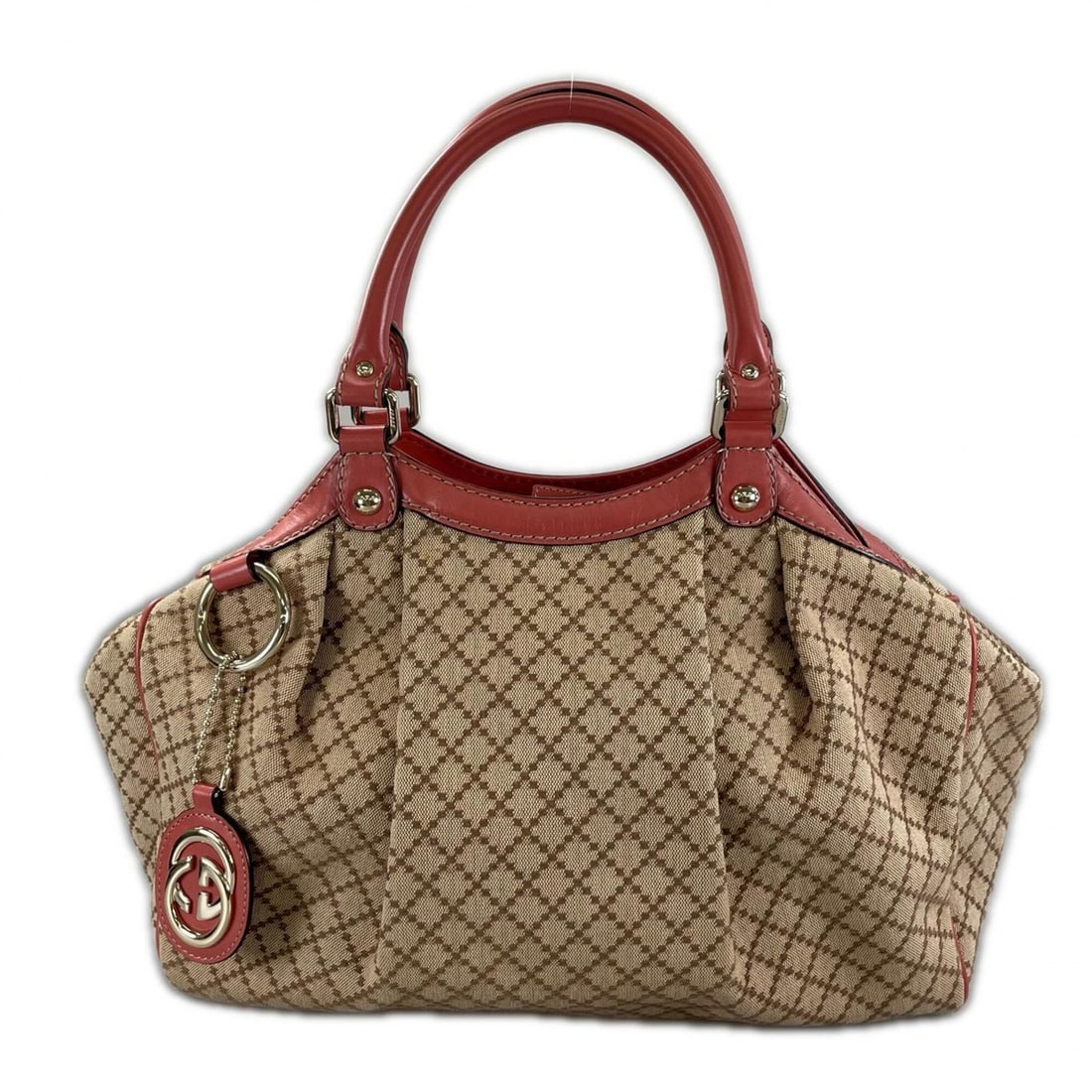GUCCI Diamante 211944 Handbag, Canvas and Leather, Pink, Women's: --- Catalog ---Category: SizeSize (HxWxD): 25cm x 34cm x 11cm / 9.84'' x 13.38'' x 4.33''Category: DesignType: HandbagColor: Beige, PinkGender: WomenMaterial: Canvas , Leather Category: GeneralMPN: 21