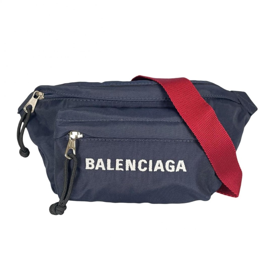 BALENCIAGA Wheel Belt Bag Body Nylon Navy Men's: --- Catalog ---Category: SizeSize (HxWxD): 12cm x 27cm x 7cm / 4.72'' x 10.62'' x 2.75''Category: DesignType: Fanny pack, Sling bagColor: NavyGender: MenMaterial: Nylon Category: GeneralBrand: Balenci