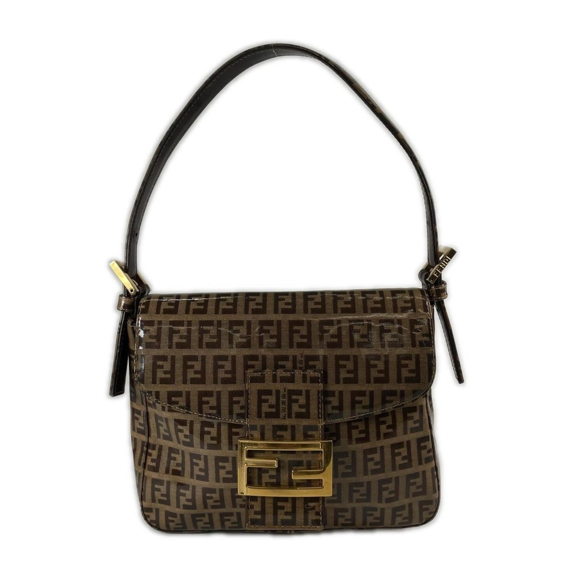 FENDI Zucchino Mini Mamma Shoulder Bag, Enamel Brown, Women's One-Shoulder Bag (1 of 15)