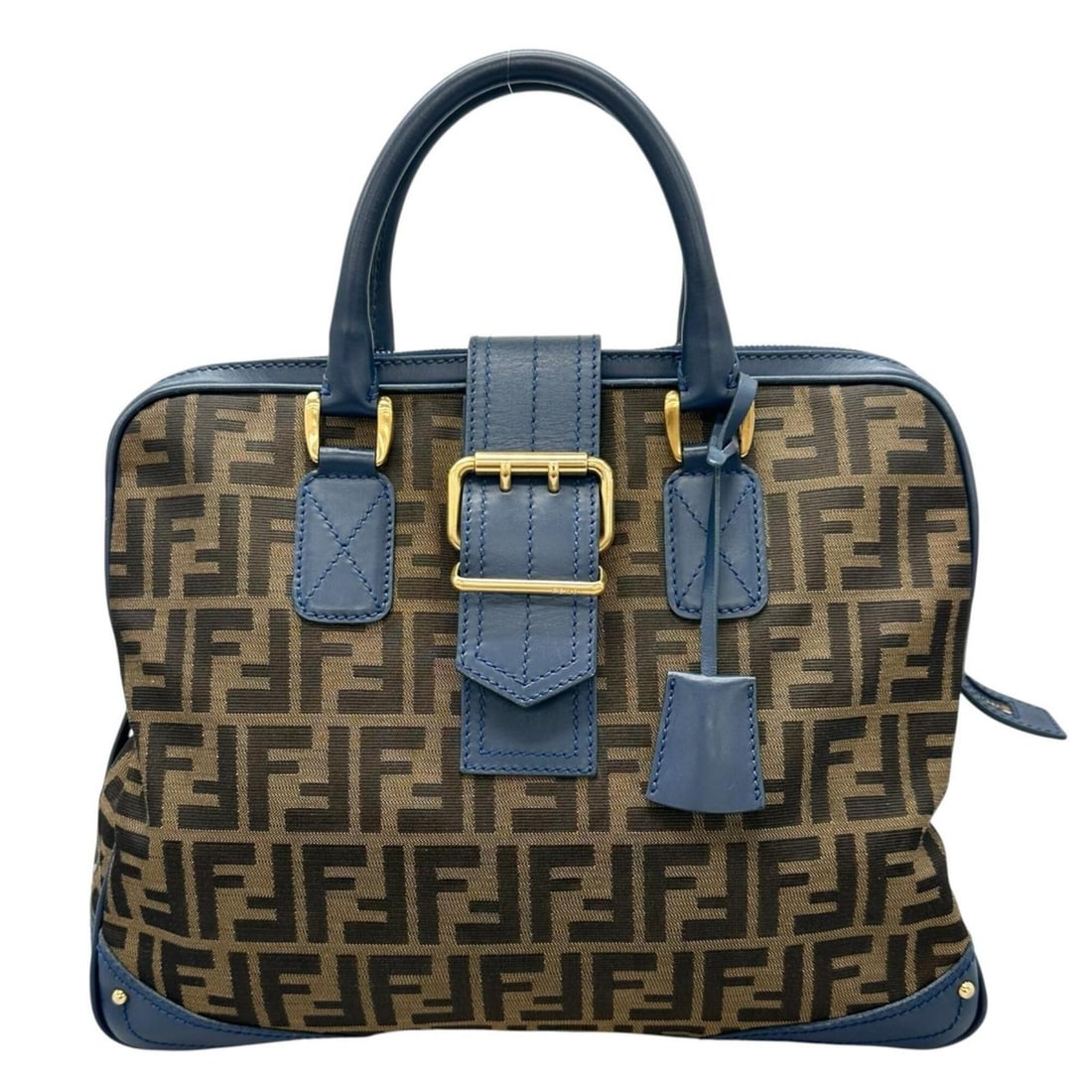 FENDI Zucca 8BN069 Handbag, Canvas and Leather, Brown, Women's: --- Catalog ---Category: SizeSize (HxWxD): 26cm x 34cm x 14cm / 10.23'' x 13.38'' x 5.51''Category: DesignType: HandbagColor: Blue, BrownGender: WomenMaterial: Canvas , Leather Hardware Color: GoldCat