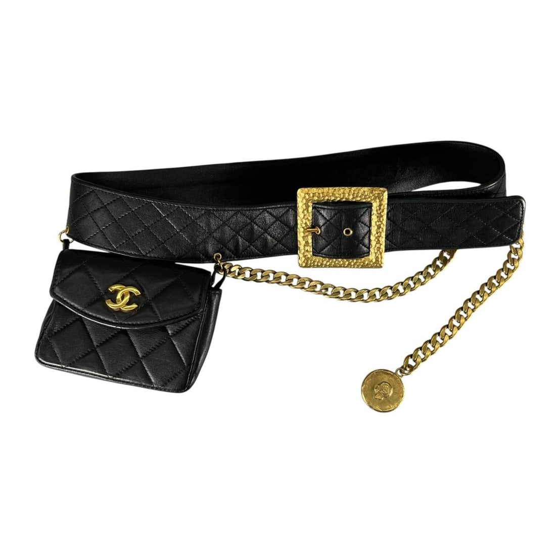 CHANEL Matelassé Waist Bag, Lambskin, Black, Women's: --- Catalog ---Category: SizeSize (HxWxD): 14cm x 33cm / 5.51'' x 12.99''Category: DesignType: Fanny packColor: BlackGender: WomenMaterial: Leather Hardware Color: GoldLeather/Fur Type: LambskinCatego