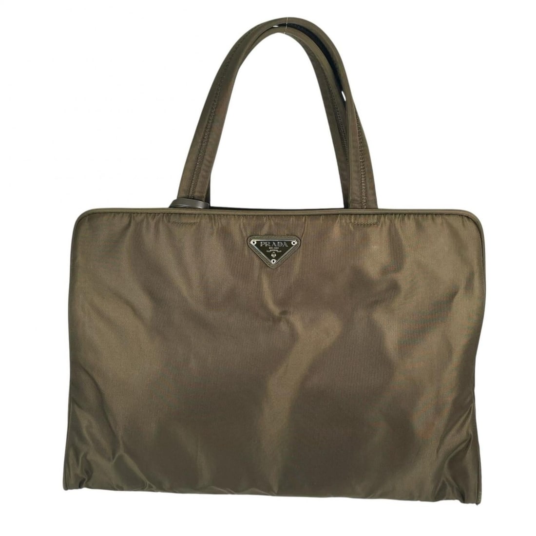PRADA Prada Triangle Logo Handbag Nylon Khaki Women's (1 of 17)