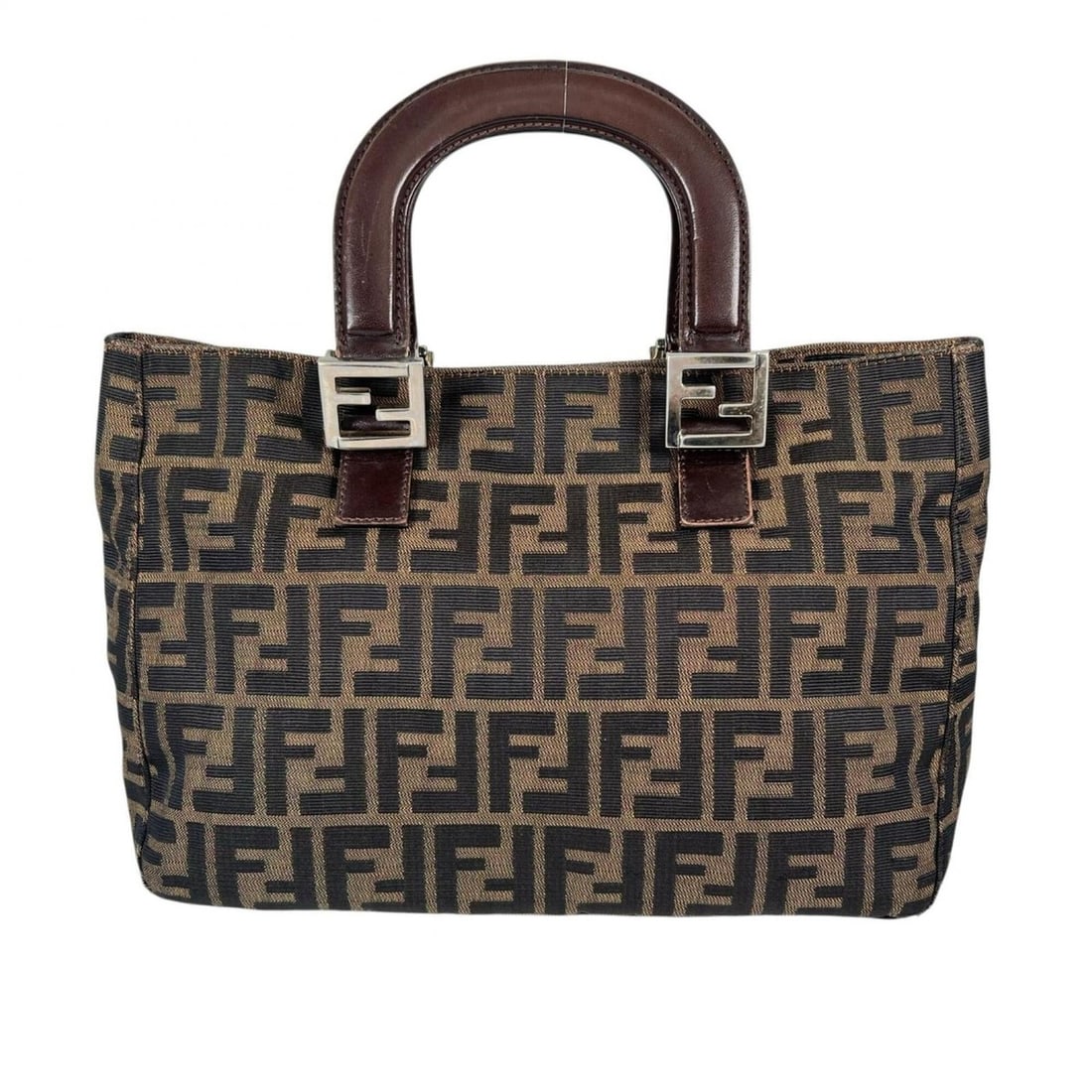 FENDI handbag, canvas, brown, women's.: --- Catalog ---Category: SizeHandle Drop: 10.00cm / 3.94''Size (HxWxD): 22cm x 38cm x 12cm / 8.66'' x 14.96'' x 4.72''Handle Length: 27cm / 10.62''Category: DesignType: HandbagColor: BrownGender: Wome
