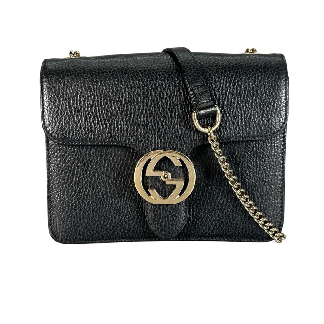 GUCCI Interlocking G Shoulder Bag, Leather, Black, Women's: --- Catalog ---Category: SizeSize (HxWxD): 16cm x 20cm x 6cm / 6.29'' x 7.87'' x 2.36''Strap Length: 125cm / 49.21''Category: DesignType: Shoulder bagColor: BlackGender: WomenClosure: Turn lockMateria
