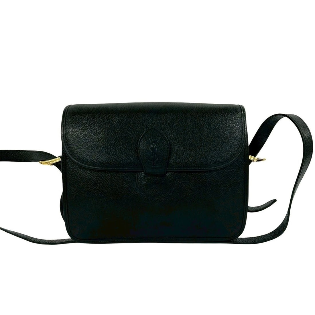 YVES SAINT LAURENT Vintage YSL Logo Leather Shoulder Bag/Pouch, Black, 26897: --- Catalog ---Category: SizeSize (HxWxD): 18cm x 23cm x 4.5cm / 7.08'' x 9.05'' x 1.77''Category: DesignType: Pochette, Shoulder bagColor: BlackGender: WomenMaterial: Leather Category: GeneralBrand: 