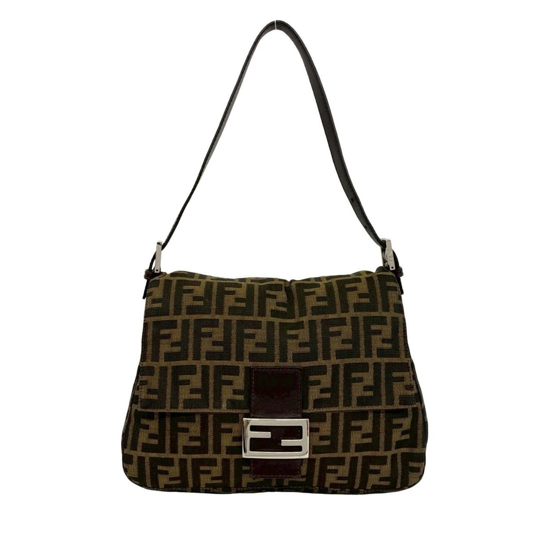 FENDI Mamma Bucket Zucca FF Pattern Canvas Leather Semi-One Shoulder Bag Handbag Brown 26430: --- Catalog ---Category: SizeSize (HxWxD): 20.5cm x 28cm x 11.5cm / 8.07'' x 11.02'' x 4.52''Category: DesignType: Handbag, Shoulder bagColor: Black, BrownGender: WomenMaterial: Canvas , Leather Categ