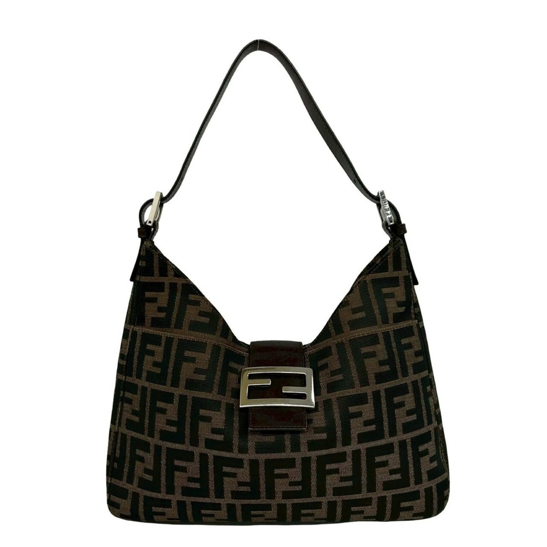 FENDI Vintage Zucca FF Pattern Logo Hardware Canvas Leather Semi One Shoulder Bag Brown 21878: --- Catalog ---Category: SizeSize (HxWxD): 17cm x 28cm x 4cm / 6.69'' x 11.02'' x 1.57''Category: DesignType: Shoulder bagColor: Black, BrownGender: WomenMaterial: Canvas , Leather Category: GeneralBr