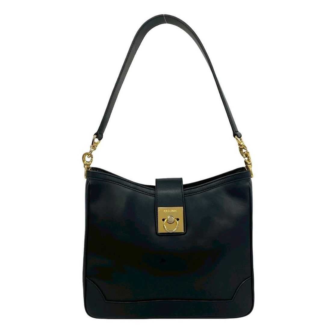 CELINE Vintage Ring Hardware Logo Calf Leather Semi-Shoulder Tote Bag Black 39252: --- Catalog ---Category: SizeSize (HxWxD): 24cm x 27.5cm x 8cm / 9.44'' x 10.82'' x 3.14''Category: DesignType: Shoulder bag, Tote bagColor: BlackGender: WomenMaterial: Leather Leather/Fur Type: Calfs