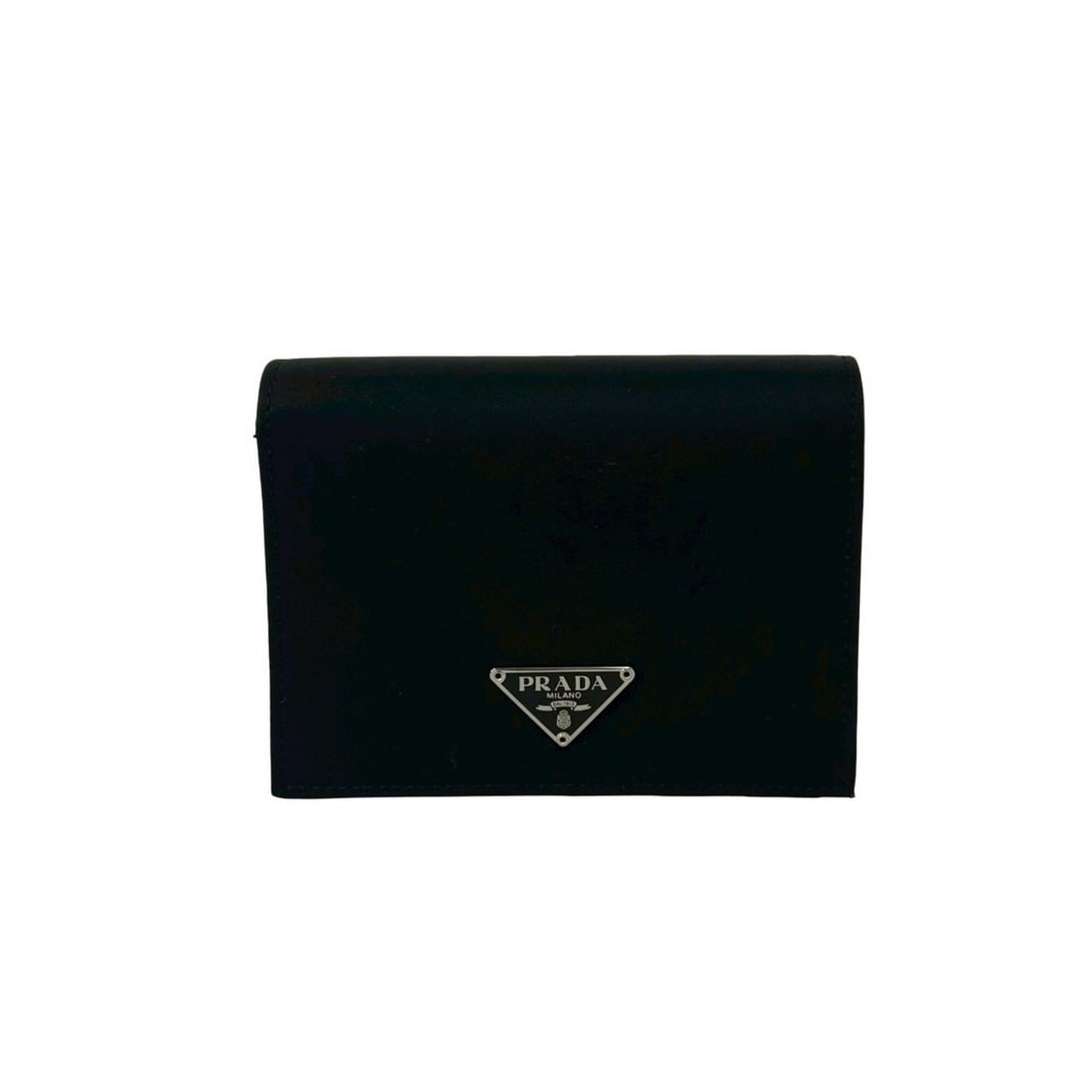 PRADA Triangle Logo Plate Hardware Nylon Saffiano Leather Genuine Bi-fold Mini Wallet Black 32709: --- Catalog ---Category: SizeSize (HxWxD): 10cm x 13cm x 3cm / 3.93'' x 5.11'' x 1.18''Category: DesignType: Wallet (bi-fold)Color: BlackGender: WomenMaterial: Nylon , Leather Category: GeneralBrand: 