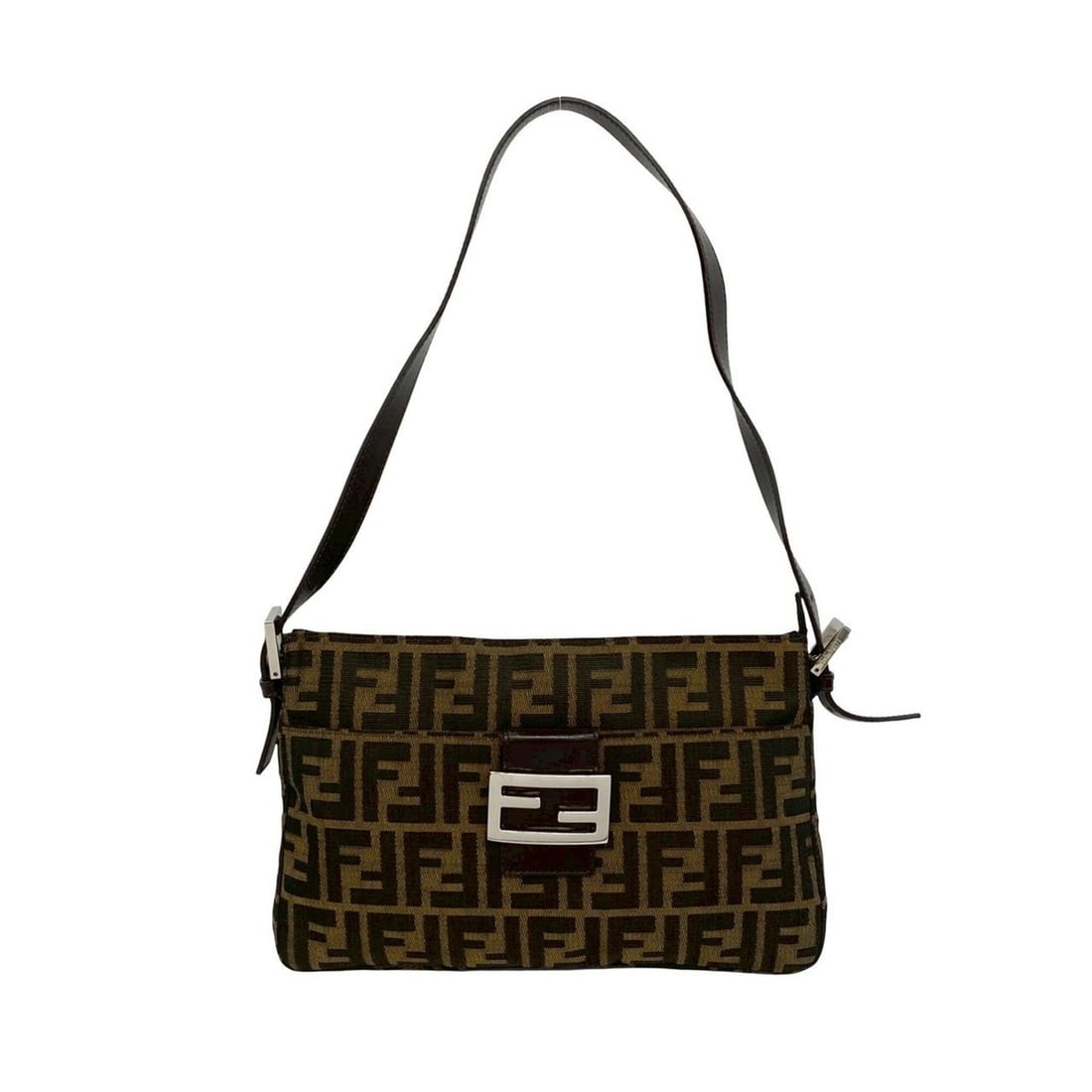 FENDI (Fendi) x Louis Vuitton Mamma Bucket Zucca FF Logo Hardware Canvas Leather Semi One Shoulder (1 of 10)