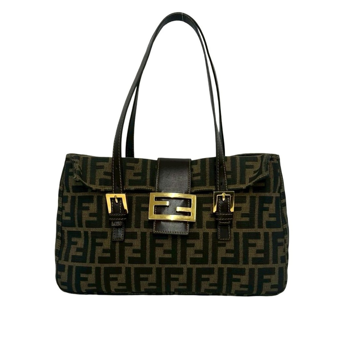 FENDI Vintage Zucca FF Logo Pattern Canvas Leather Handbag Tote Bag Brown 87023: --- Catalog ---Category: SizeSize (HxWxD): 19cm x 30cm x 10cm / 7.48'' x 11.81'' x 3.93''Category: DesignType: Handbag, Tote bagColor: Black, Brown, KhakiGender: WomenMaterial: Canvas , Leather Catego