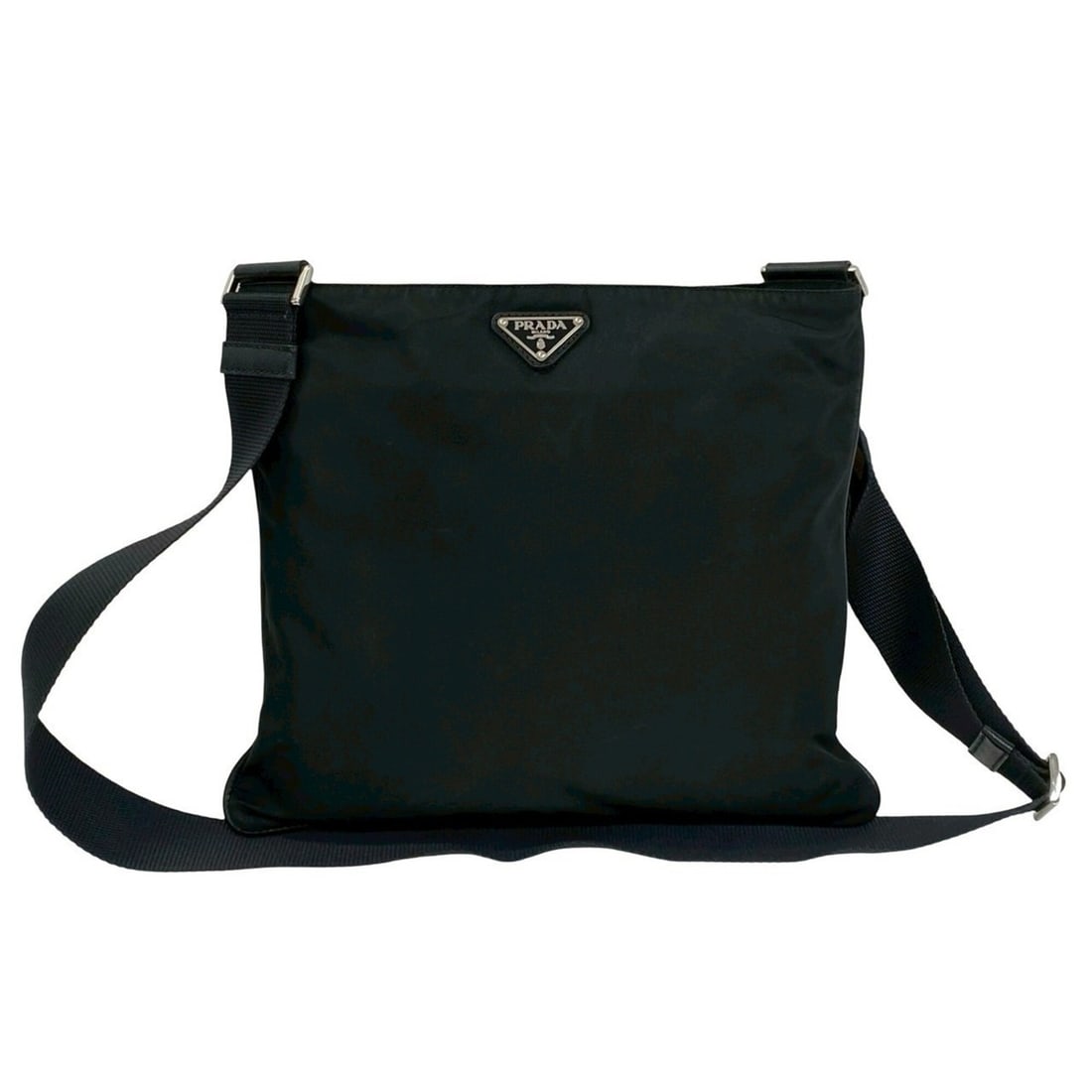 PRADA Prada Triangle Logo Plate Hardware Nylon Tessuto Leather Shoulder Bag Sacoche Pouch Black: --- Catalog ---Category: SizeSize (HxWxD): 26cm x 29cm / 10.23'' x 11.41''Category: DesignType: Pochette, Shoulder bagColor: BlackGender: WomenMaterial: Nylon , Leather Category: GeneralBrand: Prada--