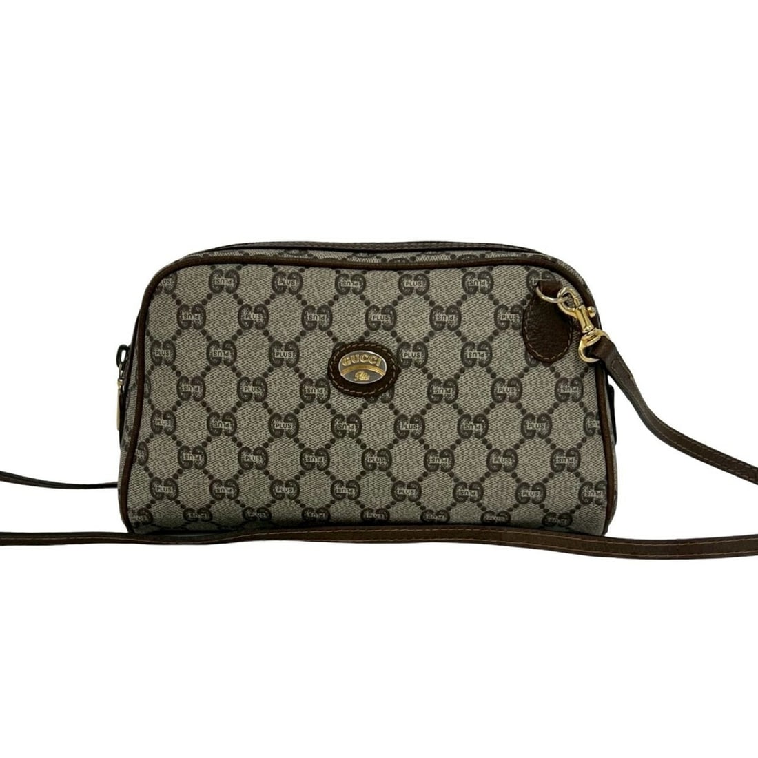 GUCCI (Old Gucci, Gucci Plus) Logo Pattern Leather Mini Shoulder Bag/Pouch, Brown, 85335: --- Catalog ---Category: SizeSize (HxWxD): 14cm x 23.5cm x 7cm / 5.51'' x 9.25'' x 2.75''Category: DesignType: Pochette, Shoulder bagColor: BrownGender: WomenMaterial: Leather , PVC Category: GeneralB