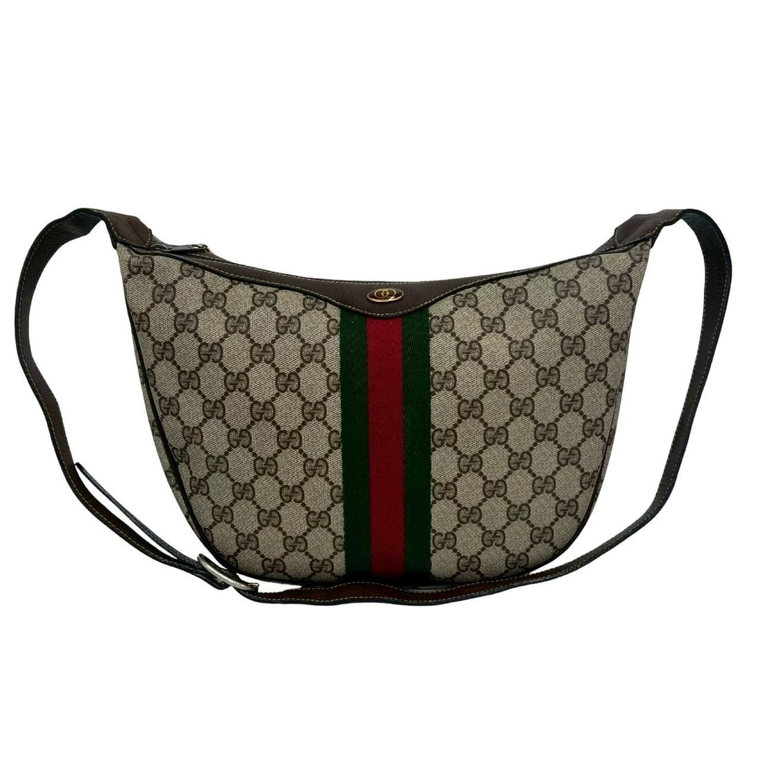 GUCCI Vintage Sherry Line GG Logo Leather Shoulder Bag/Body Bag, Brown, 28076: --- Catalog ---Category: SizeSize (HxWxD): 20cm x 30cm x 8.5cm / 7.87'' x 11.81'' x 3.34''Category: DesignType: Shoulder bag, Sling bagColor: Brown, Green, Red colorGender: WomenMaterial: Leather , PV