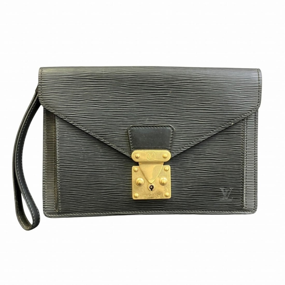 Louis Vuitton Pochette Sellier Dragonne Handbag, Epi Leather, M52612: --- Catalog ---Category: SizeSize (HxWxD): 17.5cm x 26cm x 3cm / 6.88'' x 10.23'' x 1.18''Category: DesignType: HandbagColor: BlackGender: WomenMaterial: Leather Category: GeneralMPN: M52612Brand: Lou