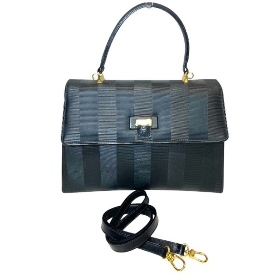 Fendi Pequin 2-way Handbag, Shoulder Bag for Women: --- Catalog ---Category: SizeSize (HxWxD): 20cm x 29cm x 10cm / 7.87'' x 11.41'' x 3.93''Strap Length: 100cm / 39.36''Handle Length: 24cm / 9.44''Category: DesignType: Handbag, Shoulder bagColor: Blac