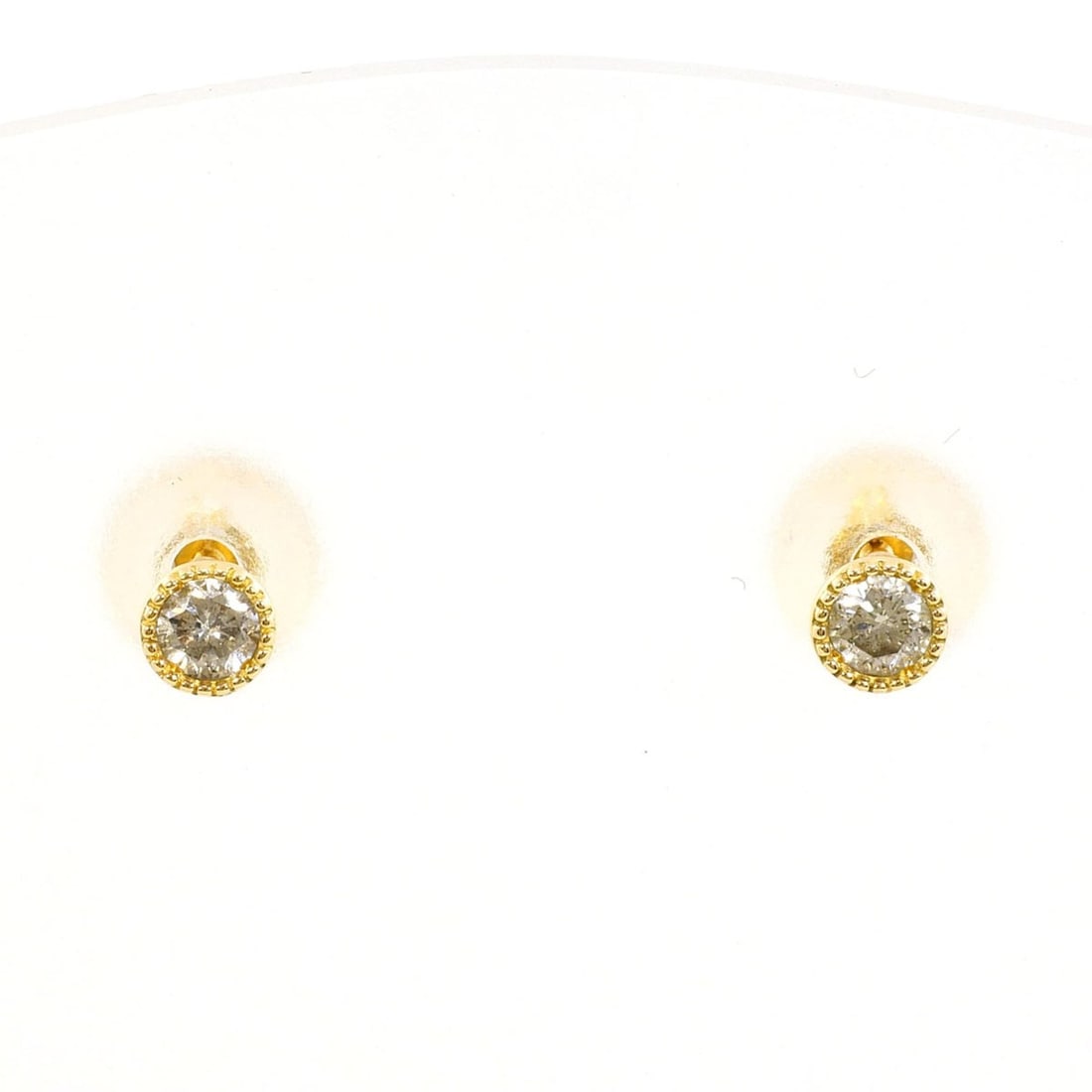 18K (18-karat) Yellow Gold (YG) Earrings with 0.06ct Diamonds, Total Weight 0.5g, Jewelry (1 of 20)