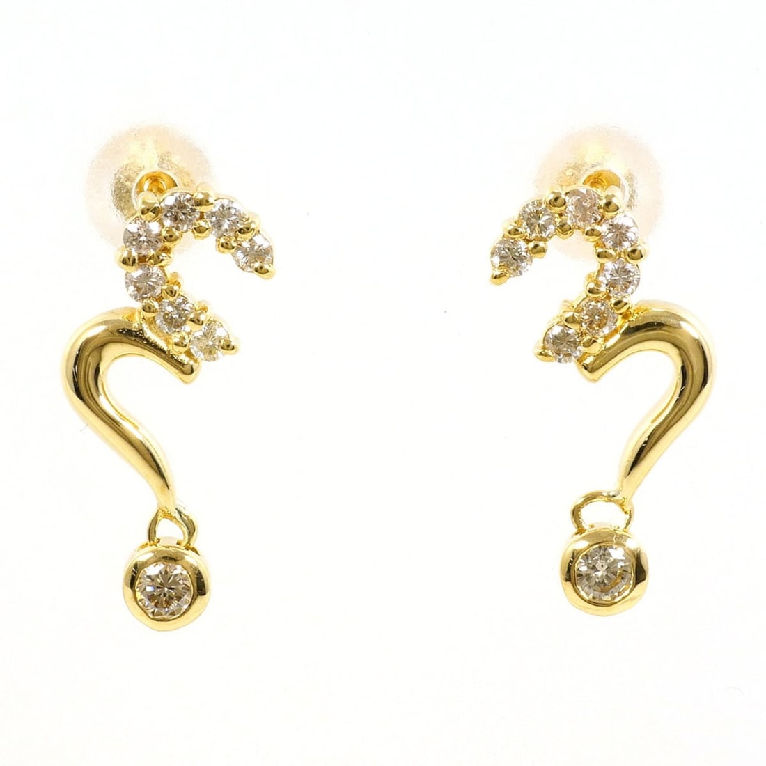 18K (18-karat) yellow gold earrings with 0.13ct diamonds, total weight 1.7g. Jewelry. (1 of 14)