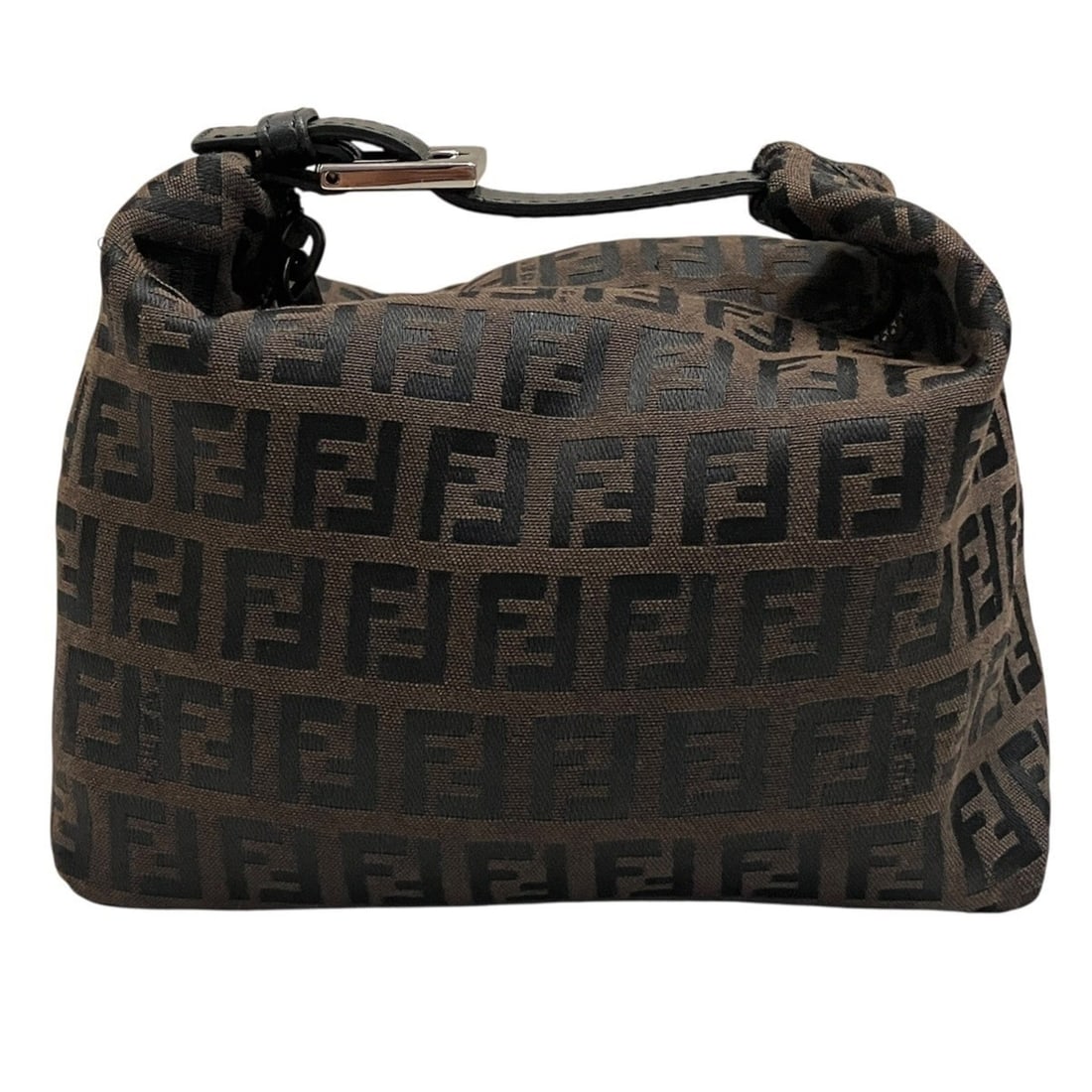 Fendi Zucca pattern pouch handbag, canvas leather: --- Catalog ---Category: SizeSize (HxWxD): 13cm x 15cm x 9cm / 5.11'' x 5.9'' x 3.54''Handle Length: 10cm / 3.93''Category: DesignType: HandbagColor: BrownGender: WomenClosure: ZipperMaterial: Canvas 