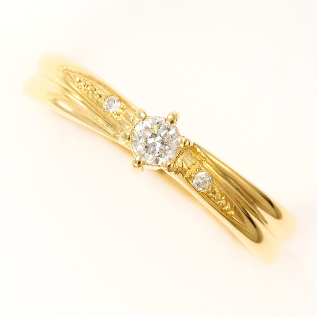 18K (18-karat) Yellow Gold Ring with 0.11 ct Diamond, Total Weight 1.5g, Jewelry (1 of 15)