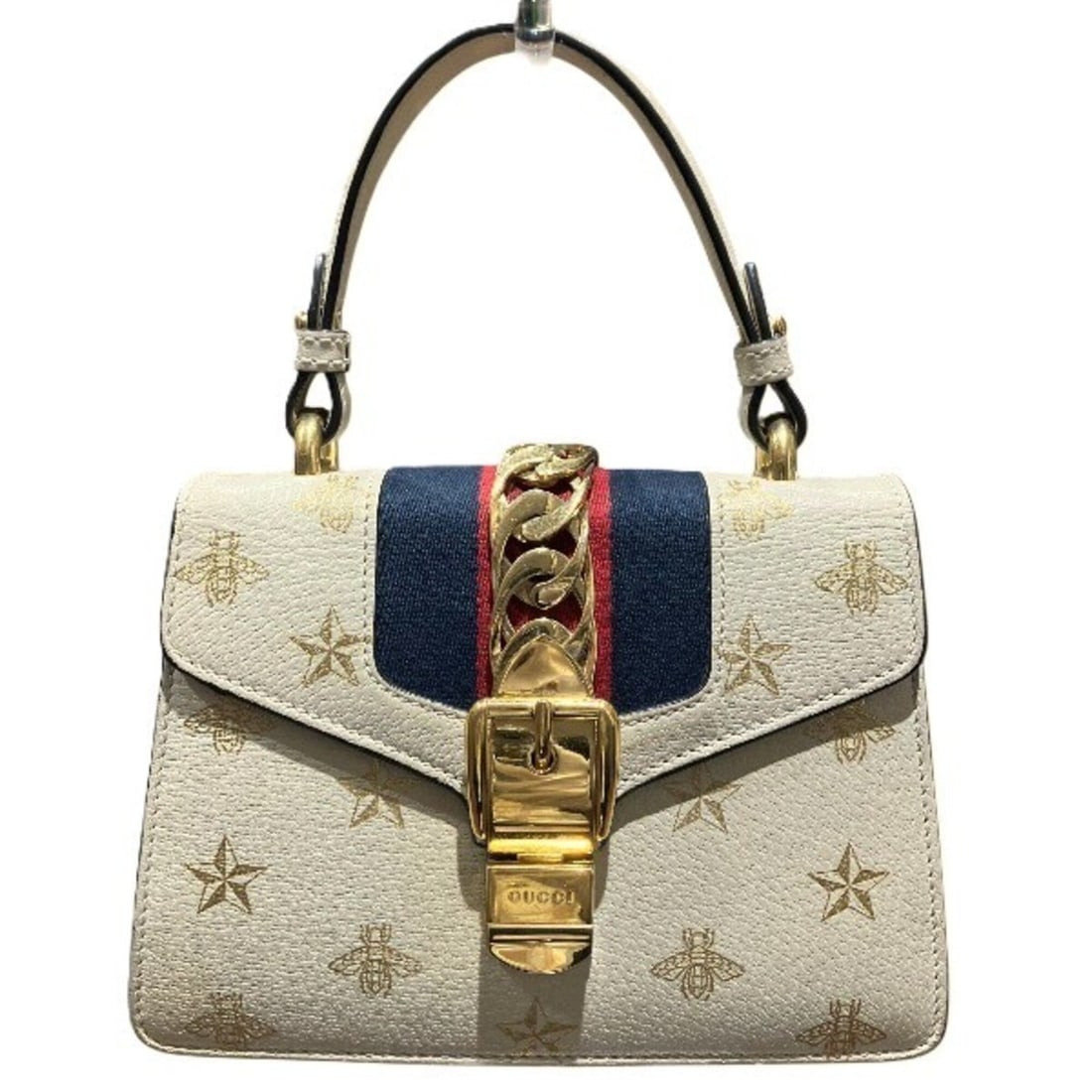 Gucci Sylvie Bee Star 470270 Handbag Shoulder Bag for Women: --- Catalog ---Category: SizeSize (HxWxD): 15cm x 20cm x 6cm / 5.9'' x 7.87'' x 2.36''Category: DesignType: Handbag, Shoulder bagColor: IvoryGender: WomenMaterial: Leather Category: GeneralBrand: Gucc