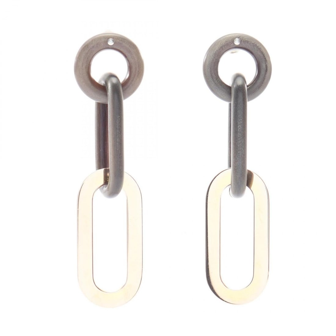 Hermes HERMES Earrings Jewelry GP (Gold Plated) Buffalo Horn Women's Gray Gold Tone (1 of 13)