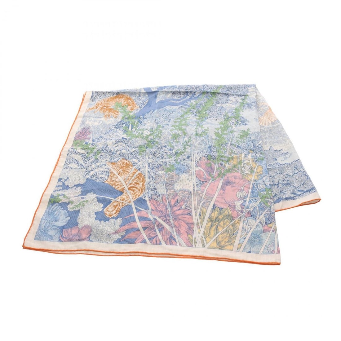 Hermes Carre Geant 140 Retour a la Nature Scarf Muffler Silk Cashmere Women's Beige Blue Multicolor (1 of 16)