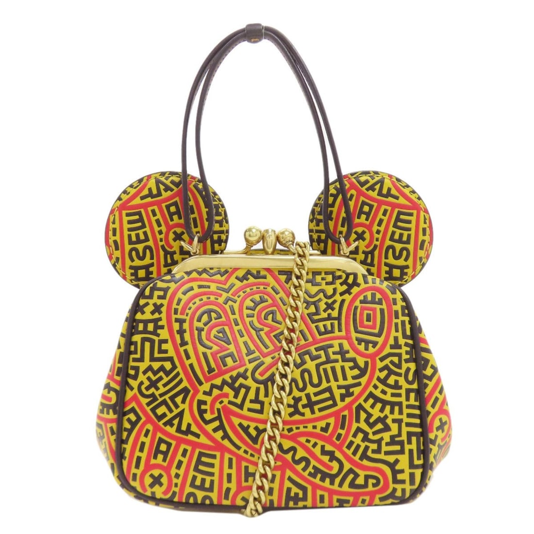 Coach 4718 Kisslock Mickey Mouse Collaboration 2-Way Leather Handbag for Women: --- Catalog ---Category: SizeSize (HxWxD): 15cm x 18cm x 8.5cm / 5.9'' x 7.08'' x 3.34''Category: DesignType: HandbagColor: YellowGender: WomenMaterial: Leather Category: GeneralBrand: Coach--- Item L